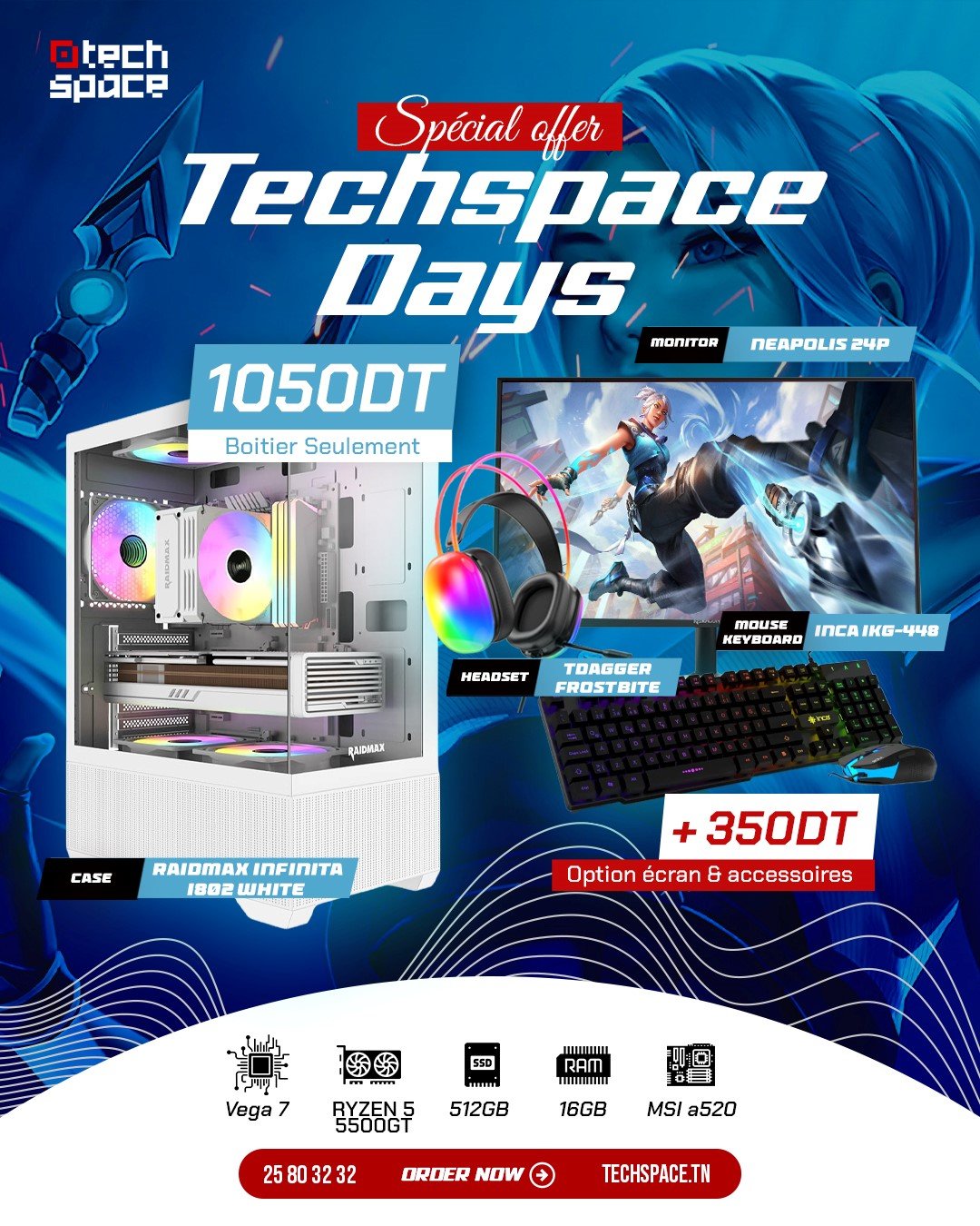 Full Setup – Techspace Days Edition | Ryzen 5 5500GT | Vega 7 | 16GB DDR4 | 512GB SSD