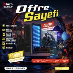 Full Setup – OFFRE SAYEFI | AMD Ryzen 5 5500GT | Radeon Vega 11 | 8GB | NVMe 256GB