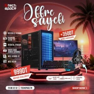 Full Setup – OFFRE SAYEFI | AMD Ryzen 3 3200G | Radeon Vega 11 | 8GB | NVMe 256GB
