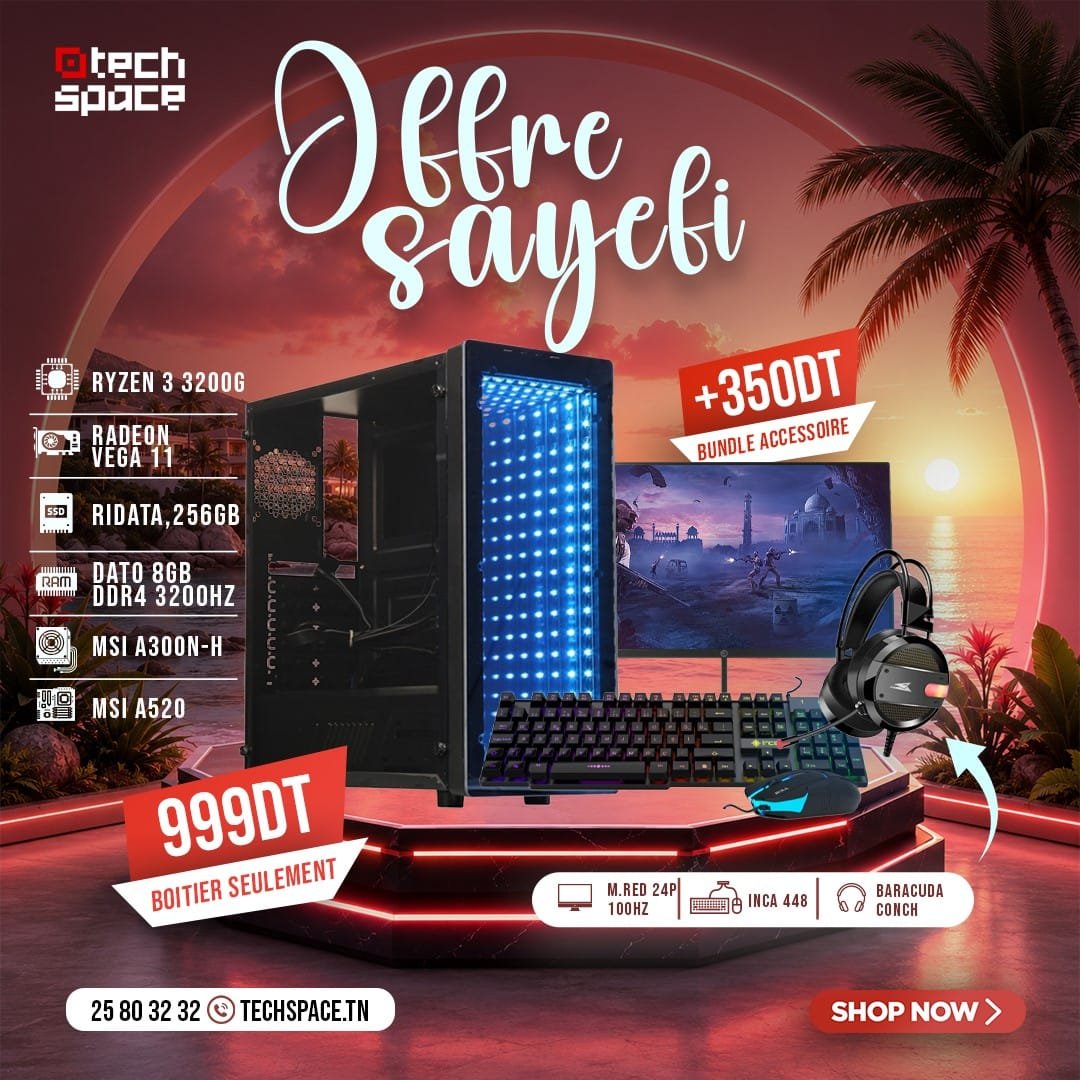Full Setup – OFFRE SAYEFI | AMD Ryzen 3 3200G | Radeon Vega 11 | 8GB | NVMe 256GB