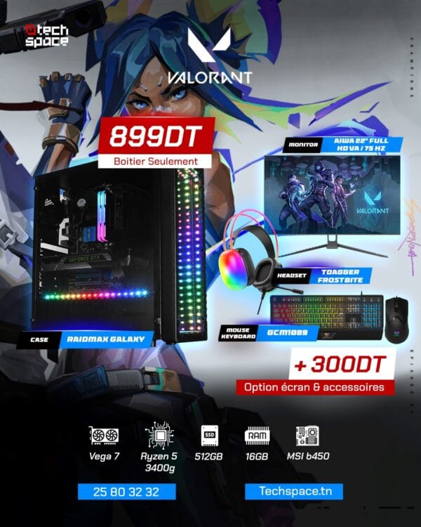 Full Setup – Valorant Edition | Ryzen 5 3400G | Vega 7 | 16GB DDR4 | 512GB SSD