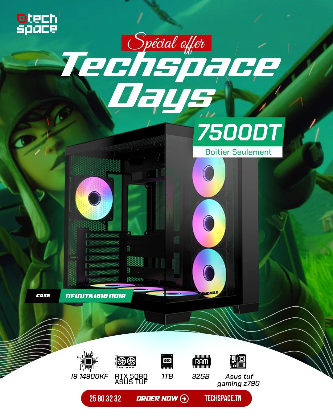 Boitier Setup – Techspace Days Edition | i9 14900KF | RTX 5080 | 32GB DDR5 | 1TB SSD
