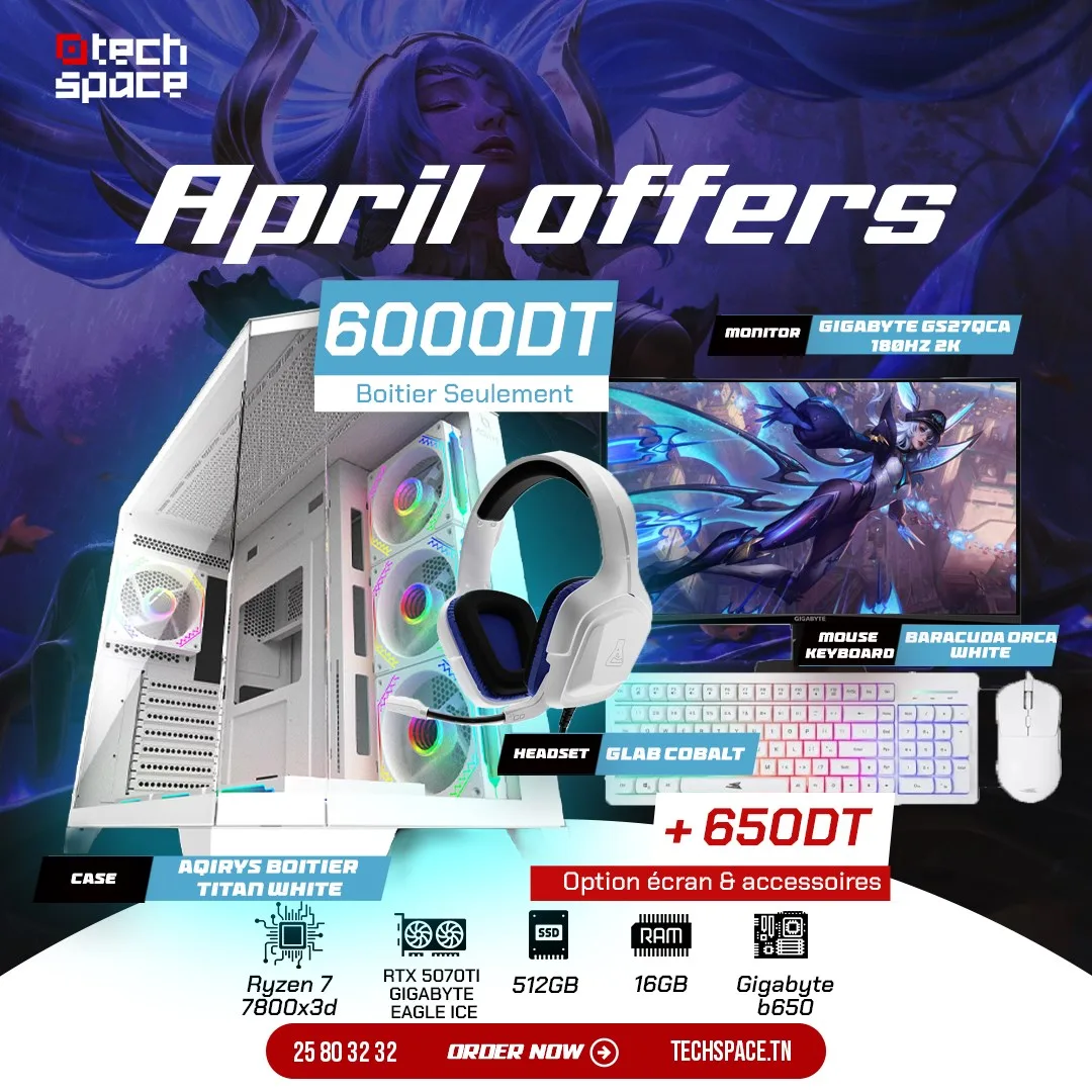 Full Setup – APRIL OFFER | Ryzen 7 7800x3D | RTX 5070 TI | 16GB DDR5 | SSD 512GB