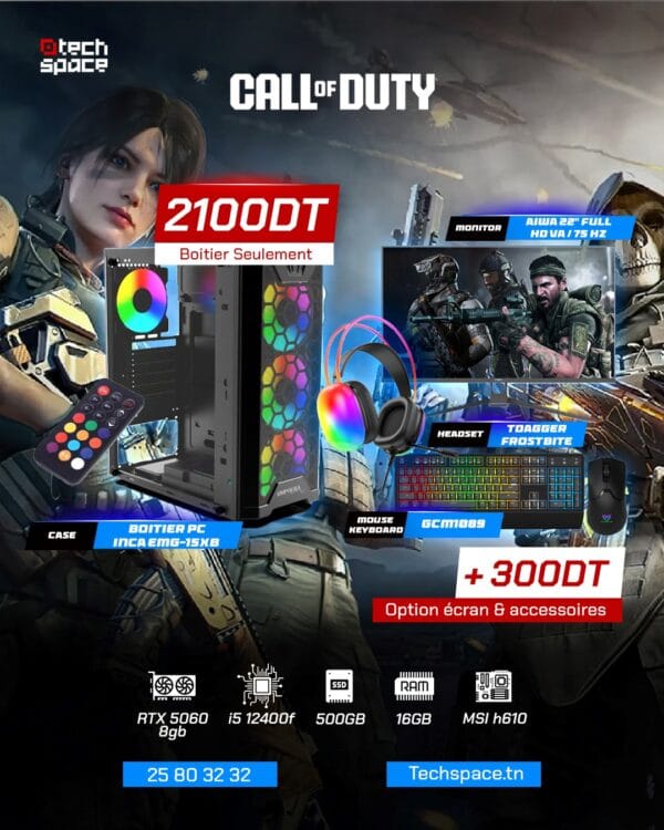 Full Setup – Call of Duty Edition | i5 12400F | RTX 5060 8GB | 16GB DDR4 | 500GB SSD