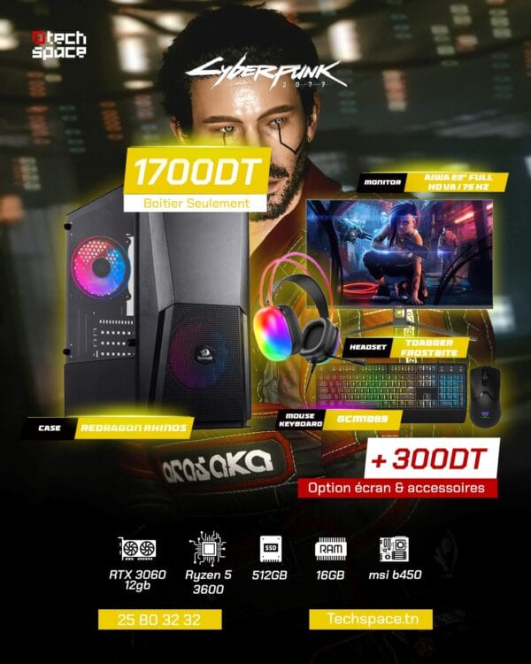 Full Setup – Cyberpunk 2077 Edition | Ryzen 5 3600 | RTX 3060 12GB | 16GB DDR4 | 512GB SSD