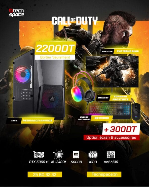 Full Setup – Call of Duty Edition | i5 12400F | RTX 5060 Ti | 16GB DDR4 | 500GB SSD