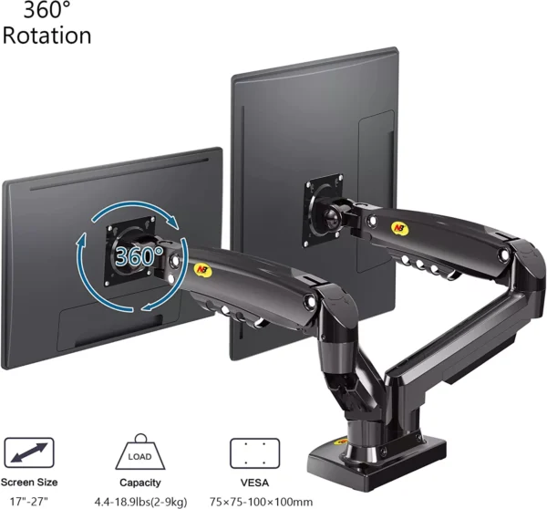 North Bayou NB F-160 Dual Monitor Gas Desk Mount