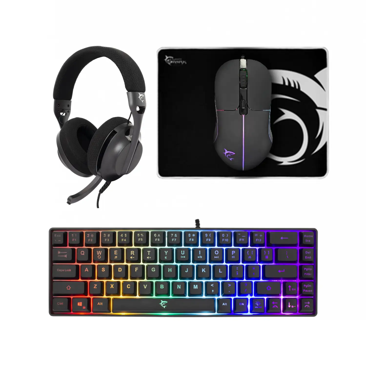 Pack White Shark v3 | Clavier + Tapis + Souris + Casque