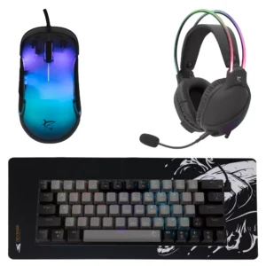 Pack White Shark V2 | Clavier + Souris + Tapis + Casque