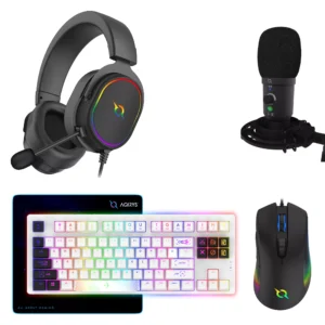 PACK STREAMER AQIRYS | MICROPHONE+TAPIS+CLAVIER+SOURIS+CASQUE