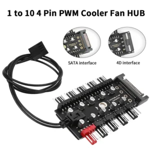 TEUCER 10 Ports PC Fan Hub PWM 12V | Contrôleur Ventilateurs & Alimentation SATA