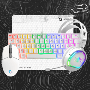 Pack Accessoires Gaming Blanc 2026 | Souris + Tapis + Casque + Clavier