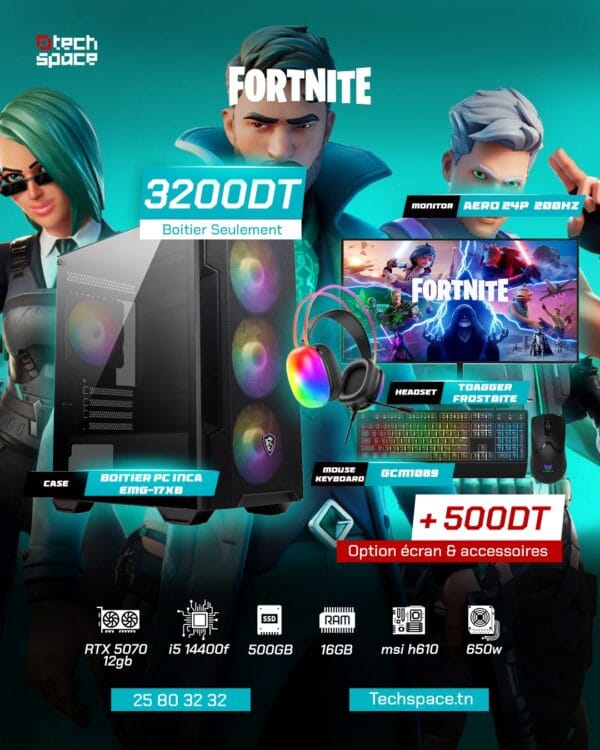 Full Setup – Fortnite Edition | i5 14400F | RTX 5070 12GB | 16GB DDR4 | 500GB SSD