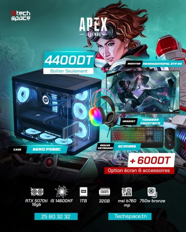 Full Setup – Apex Legends Edition | i5 14600KF | RTX 5070Ti 16GB | 32GB DDR4 | 1TB SSD