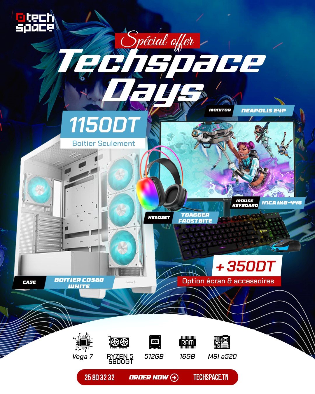 Full Setup – Techspace Days Edition | Ryzen 5 5600GT | Vega 7 | 16GB DDR4 | 512GB SSD