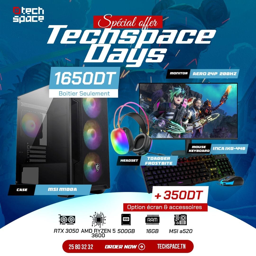 Full Setup – Techspace Days Edition | Ryzen 5 3600 | RTX 3050 | 16GB DDR4 | 500GB SSD