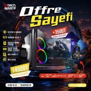 Full Setup – OFFRE SAYEFI | AMD Ryzen 5 5600GT | Radeon Vega 7 | 16GB | NVMe 256GB