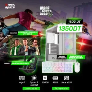 Full Setup – GTA V Edition | Ryzen 5 5600GT | Vega 7 | 32GB DDR4 | 500GB SSD | 24" Redragon 100Hz