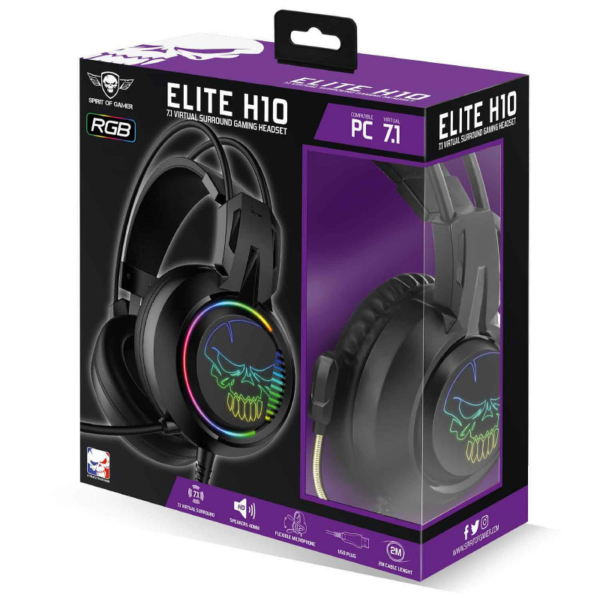 Casque SPIRIT OF GAMER ELITE H10 avec Microphone / Multiplateforme / Noir