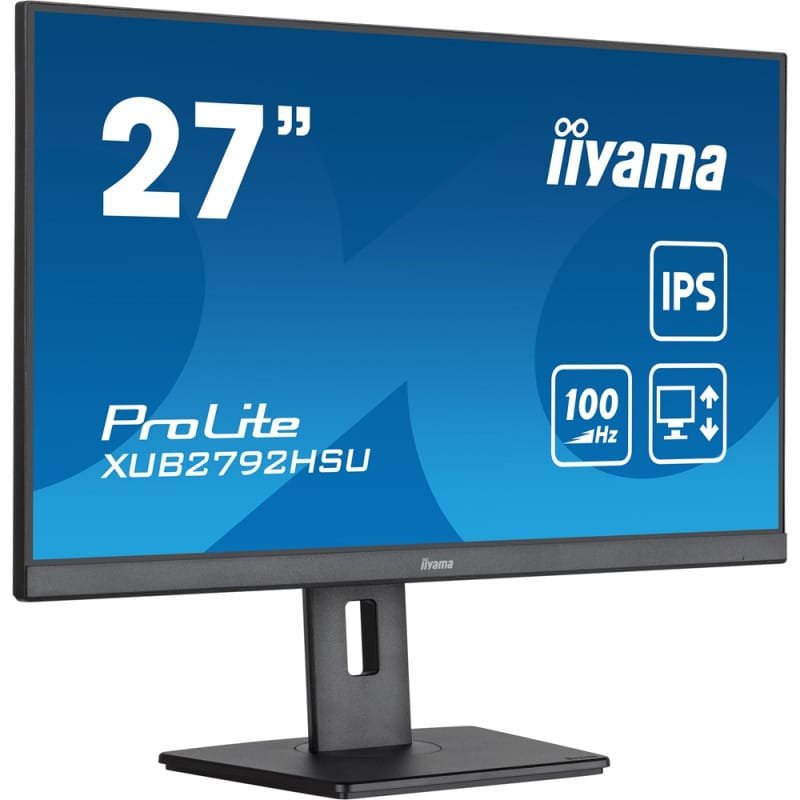 ÉCRAN IIYAMA PROLITE 27'' FULL HD IPS AVEC PIED RÉGLABLE EN HAUTEUR / 100 HZ / NOIR - Tech Space
