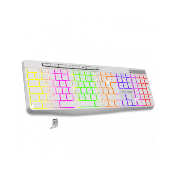 CLAVIER ADVANCE R-TYPE SANS FIL RGB RECHARGEABLE Blanc