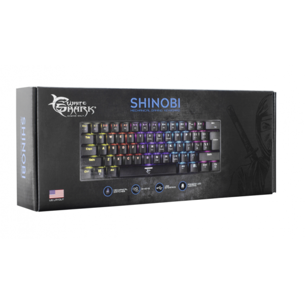 CLAVIER GAMING MÉCANIQUE WHITE SHARK SHINOBI GK-2022 RED SWITCHS / RGB / NOIR