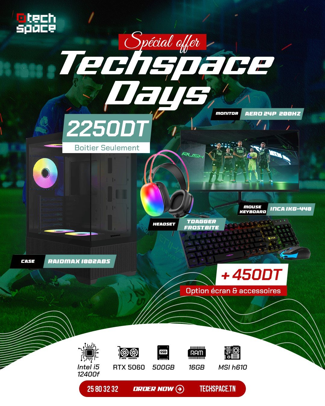 Full Setup – Techspace Days Edition | Intel I5 12400f | RTX 5060 | 16GB DDR4 | 500GB SSD