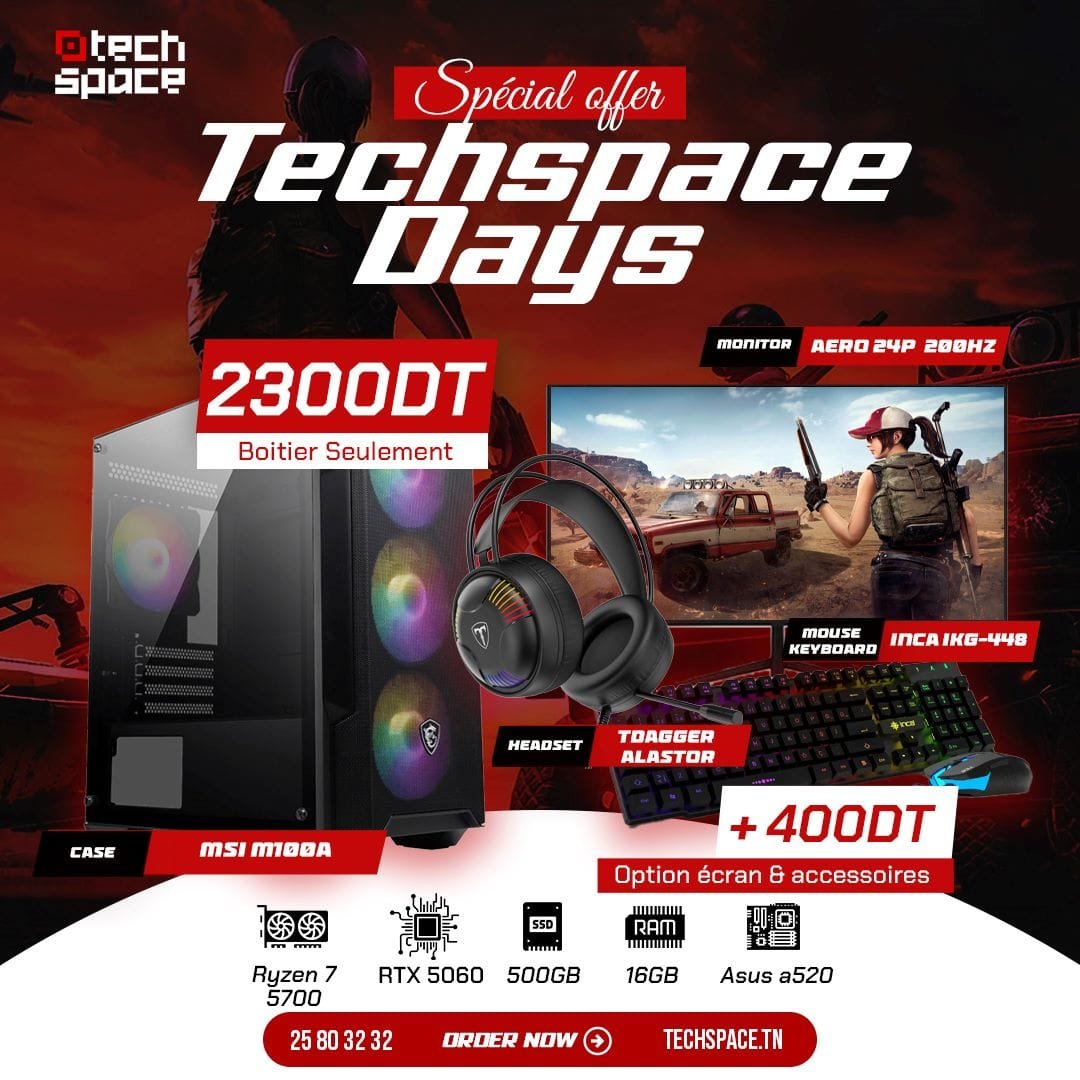 Full Setup – Techspace Days Edition | Ryzen 7 5700 | RTX 5060 | 16GB DDR5 | 500GB SSD
