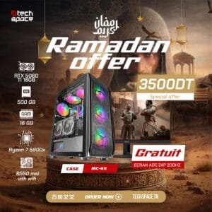 Full Setup – Offre Ramadan | Ryzen 7 5800x | RTX 5600Ti 16GB | 16GB | SSD 500GB + Ecran 200hz GRATUIT