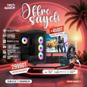 Full Setup – OFFRE SAYEFI | AMD Ryzen 5 7500F | GIGABYTE RTX 5060 | 16GB PNY DDR5 4800MHz | NVMe 512GB