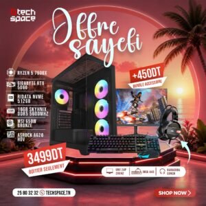 Full Setup – OFFRE SAYEFI | Ryzen 5 7600X | GIGABYTE RTX 5060 | 16GB SKHynix DDR5 | NVMe 512GB
