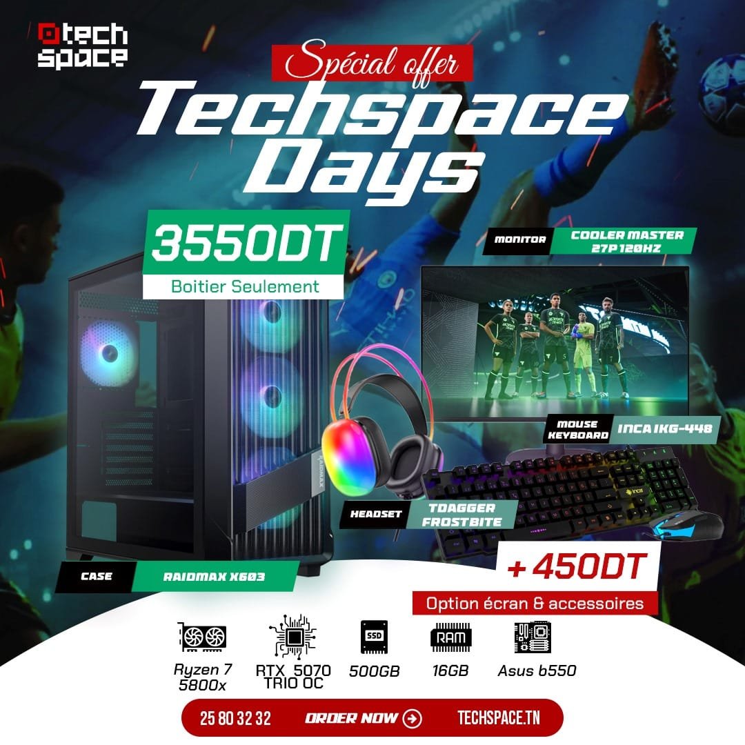 Full Setup – Techspace Days Edition | Ryzen 5 5800x | RTX 5070 Trio OC | 16GB DDR4 | 500GB SSD