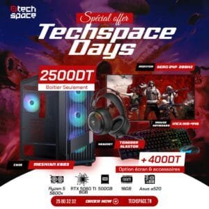 Full Setup – Techspace Days Edition | Ryzen 5 5600X | RTX 5060 TI | 16GB DDR4 | 500GB SSD