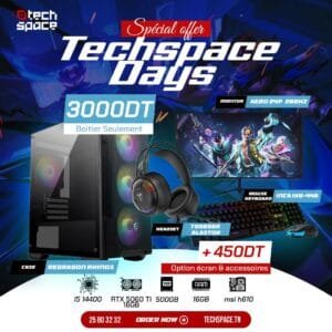 Full Setup – Techspace Days Edition | Intel i5 14400 | RTX 5060 TI 16GB | 16GB DDR4 | 500GB SSD
