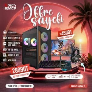 Full Setup – OFFRE SAYEFI | Intel i5 14400F | MSI RTX 5060 | 16GB DATO | NVMe 256GB