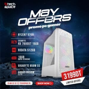 Setup TechSpace – MAY OFFERS | Ryzen 7 5700 | Gigabyte RX 7800xt | 16GB | SSD 512GB