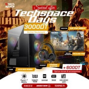 Full Setup – Techspace Days Edition | Ryzen 5 5800x | RTX 5060 TI 16GB | 16GB DDR4 | 500GB SSD