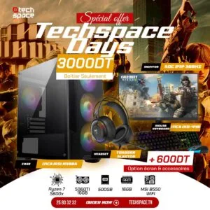 Full Setup – Techspace Days Edition | Ryzen 5 5800x | RTX 5060 TI 16GB | 16GB DDR4 | 500GB SSD