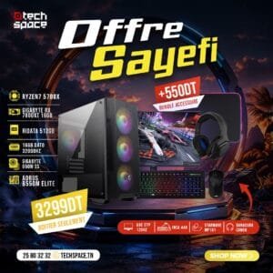 Full Setup – OFFRE SAYEFI | AMD Ryzen 7 5700X | Gigabyte RX 7800XT 16GB | 16GB | SSD 512GB