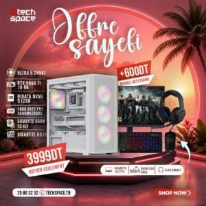 Full Setup – OFFRE SAYEFI | Intel Ultra 5 245KF | RTX 5060 Ti 16 GB | 16GB DATO PNY 5600MHz DDR5 | NVMe 512GB