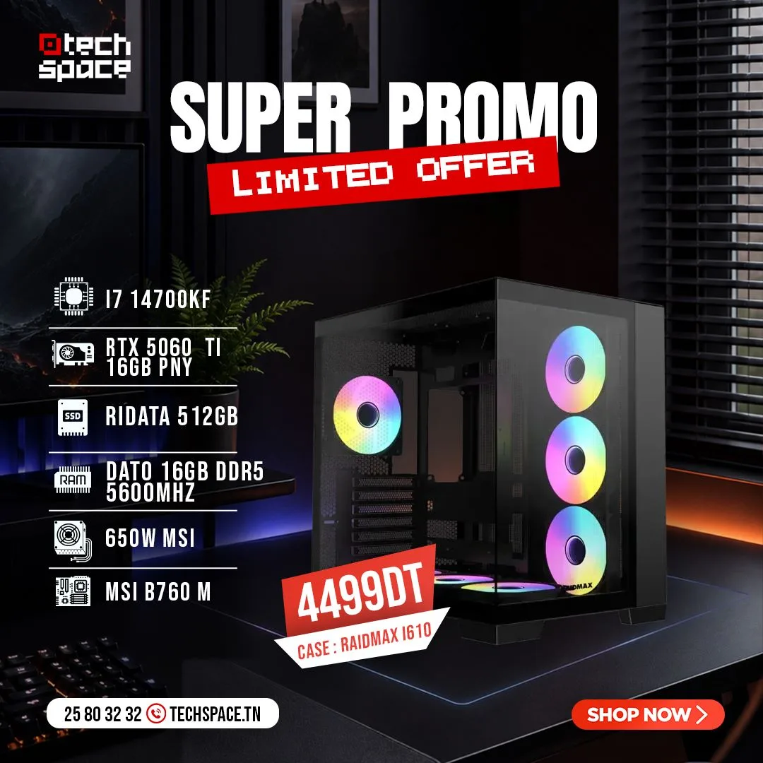 PC Gamer Super Promo - Intel Core i7 14700KF | PNY RTX 5060 Ti 16GB | 16GB RAM DDR5 | 512GB SSD