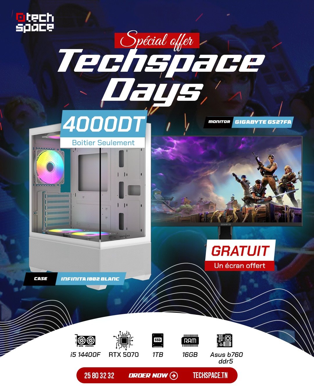 Full Setup – Techspace Days Edition | i5 14400F | RTX 5070 | 16GB DDR5 | 1TB SSD