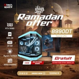 Full Setup – Offre Ramadan | Ryzen 7 9700X | RTX 5080 | 24GB | SSD 500GB + Ecran 300hz 2K GRATUIT