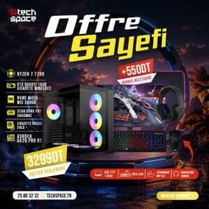 Full Setup – OFFRE SAYEFI | AMD Ryzen 7 7700 | Gigabyte RTX 5060Ti 16GB | 32GB DDR5 | NVMe 500GB