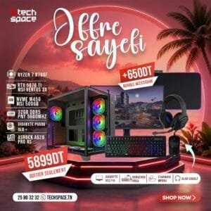 Full Setup – OFFRE SAYEFI | AMD Ryzen 7 8700F | MSI RTX 5070 Ti | 32GB DDR5 | NVMe 500GB