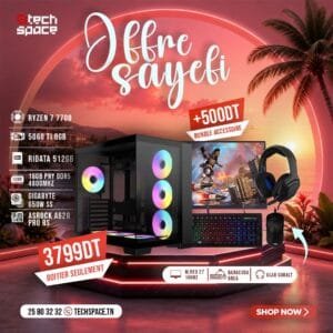 Full Setup – OFFRE SAYEFI | AMD Ryzen 7 7700 | RTX 5060 Ti 8GB | 16GB PNY DDR5 4800MHz | NVMe 512GB