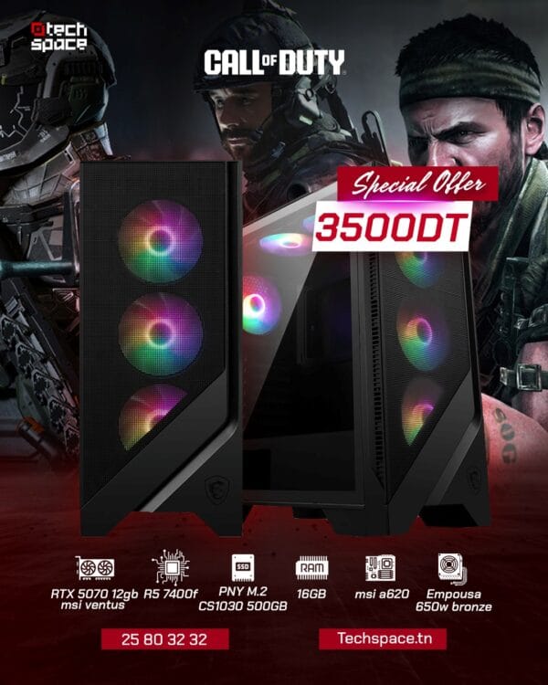 PC GAMER AMD Ryzen 5 7400F | RTX 5070 12GB MSI Ventus | 16GB DDR4 | 500GB SSD