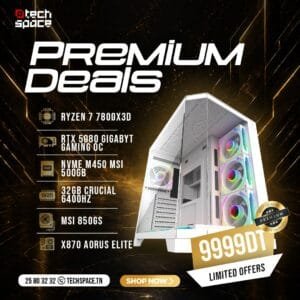 Setup Techspace - Premium Deals | AMD Ryzen 7 7800X3D | RTX 5080 Gigabyte | 32GB DDR5 | SSD 500GB