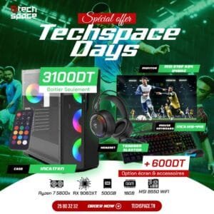 Full Setup – Techspace Days Edition | Ryzen 5 5800x | RX 9060XT 16GB | 16GB DDR4 | 500GB SSD