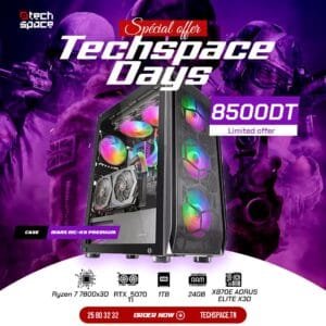 Boitier Setup – Techspace Days Edition | Ryzen 7 7800X3D | RTX 5070 TI | 24GB DDR5 | 1TB SSD